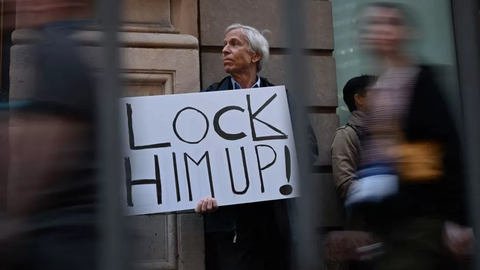 A protester near Trump Tower