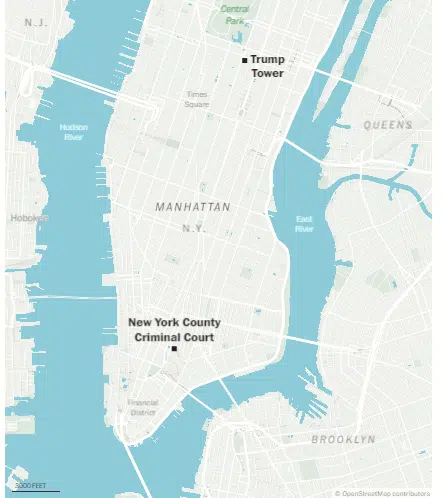 The Distance Between Trump Tower To the New York Criminal Court