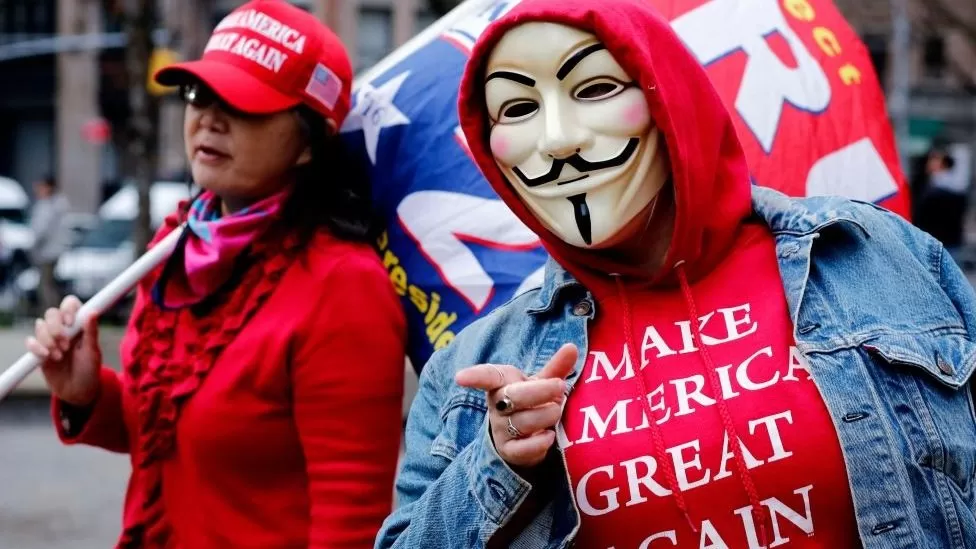 Trump supporters protest outside the Manhattan District Attorney's office