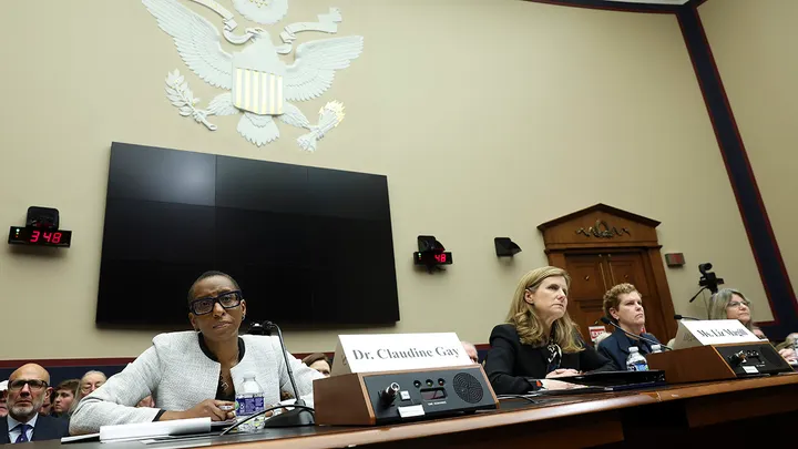 Harvard President Dr. Claudine Gay testifies with other university presidents before the House Education and Workforce Committee at the Rayburn House Office Building on Dec. 5, 2023