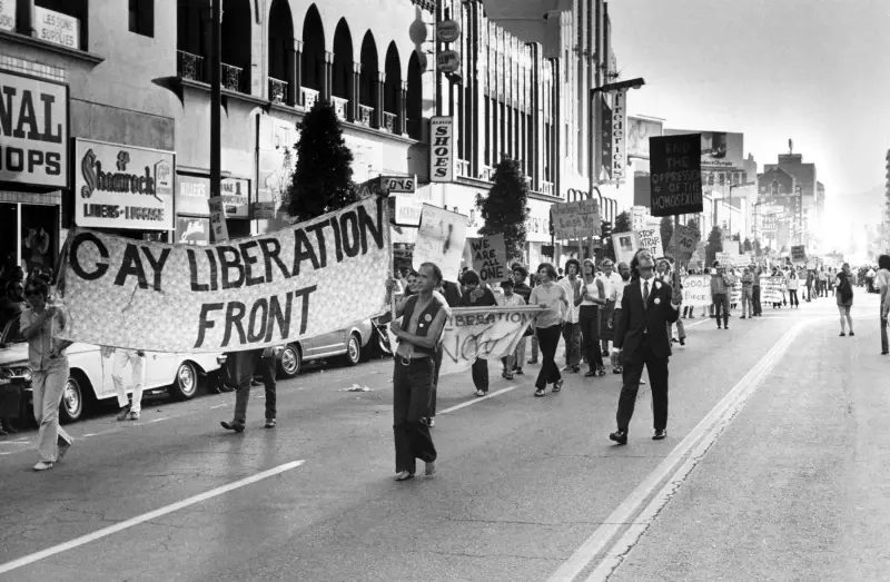 Demonstrators Carry Signs Down Hollywood Boulevard Calling To End The Discrimination On June 29, 1970, In Hollywood, Calif.