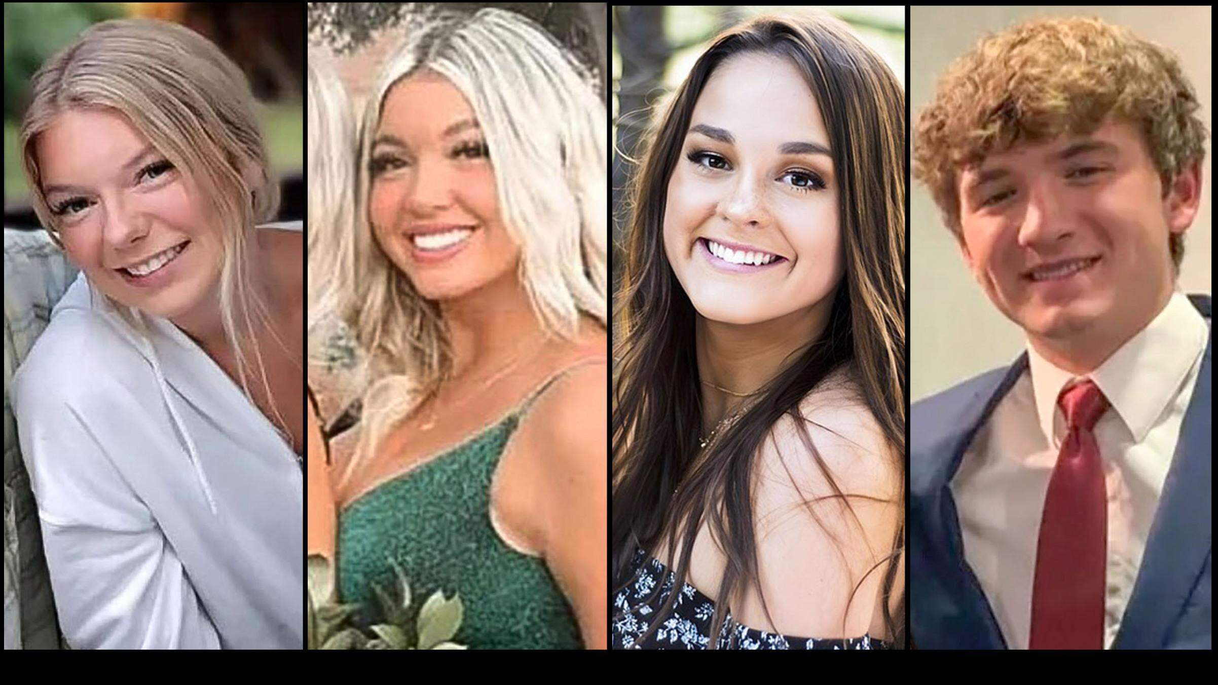 From left, University of Idaho students Madison Mogen, Kaylee Goncalves, Xana Kernodle and Ethan Chapin were killed in a November 2022 attack at an off-campus house on King Road in Moscow.